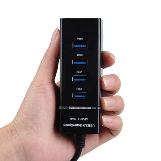 4 Port USB 3.0 Hub with Hi-Speed Data Transfer, LED Indication, 15cm Cable, Backward Compatible, Multi Device Connection, Plug Play Usage, Glossy Finish and Lightweight Design