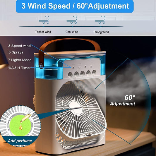 Mini Cooler for Room Cooling AC Portable Mini Fan Artic Cooler with 7 Colors LED Ligt