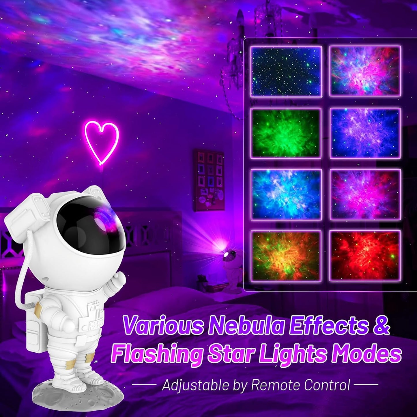 Astronaut Light Projector – 360° Galaxy Star Projector with Timer & Remote Control