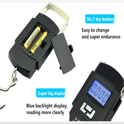 50kg Digital Luggage Weighing Scale. Portable Electronic Weight Machine for Travel & Flights. LCD Display. Accurate, Lightweight, Handheld Luggage Scale for Bags, Suitcases, Home, Airport Use.