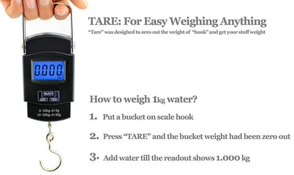50kg Digital Luggage Weighing Scale. Portable Electronic Weight Machine for Travel & Flights. LCD Display. Accurate, Lightweight, Handheld Luggage Scale for Bags, Suitcases, Home, Airport Use.