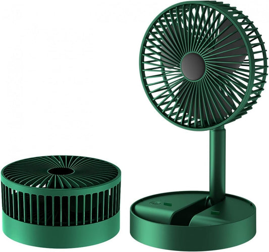 Portable USB Desk Fan, 180-Degree Rotation, Folding Design, with mobile stand Green