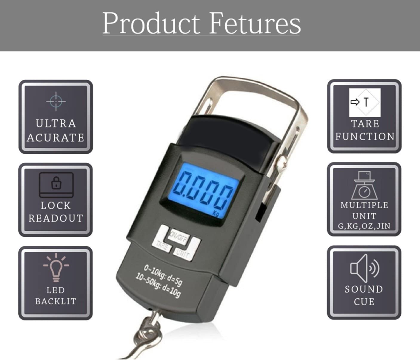 50kg Digital Luggage Weighing Scale. Portable Electronic Weight Machine for Travel & Flights. LCD Display. Accurate, Lightweight, Handheld Luggage Scale for Bags, Suitcases, Home, Airport Use.