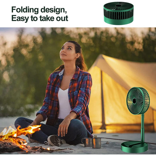 Portable USB Desk Fan, 180-Degree Rotation, Folding Design, with mobile stand Green