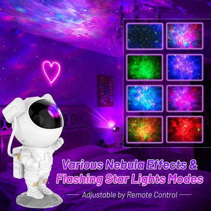 Astronaut Light Projector – 360° Galaxy Star Projector with Timer & Remote Control