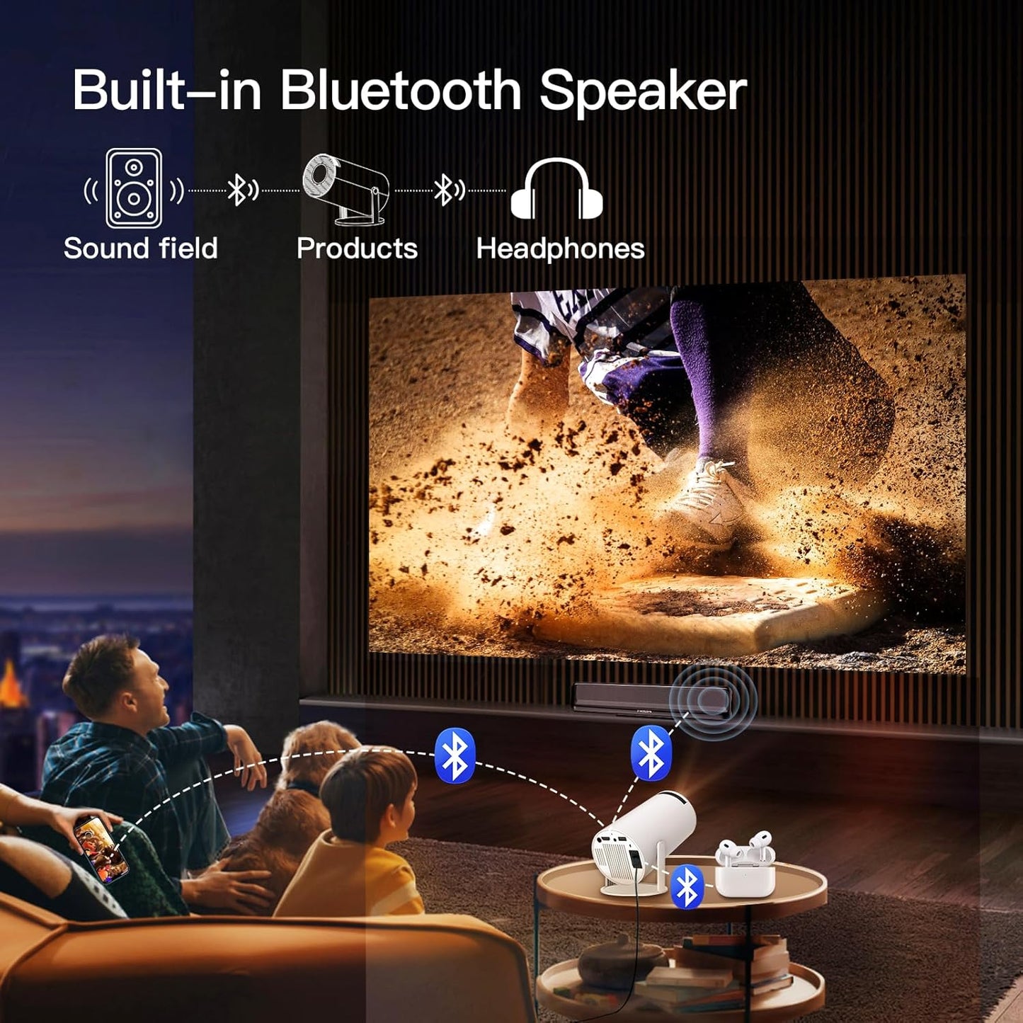 NIxburd™ 5G Android WiFi-6 Projector Home 4K Support 1080P Smartphone Full HD Model - 4kPr
